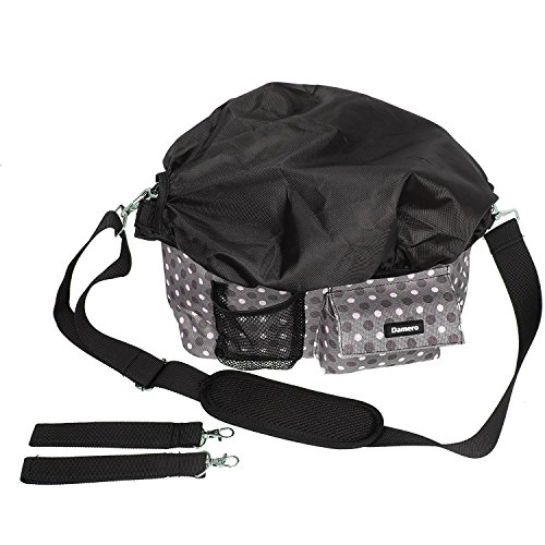 Damero Almacenamiento para Colgar al Cochecito con Tapa Impermeable Bolsa de ordenador para Bebé Mochila de Mamá con Bolsillo de Teléfono para Guardar Accesorio de Bébe (Gray dots-Nueva Versión)