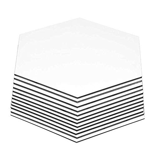 DDG edmms adhesivo decorativo para pared espejo Hexagonal, 12 pcs 9 cm extraíble adhesivo decorativo para pared espejo acrílico dormitorio salón de decoración de la casa (9 cm, Plata) h