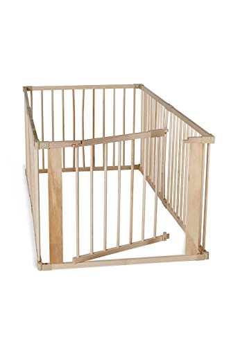 Dibea BP00581 Parque infantil de madera con puerta, 68 cm de altura, 6 elementos, cada elemento 90 x 68 cm