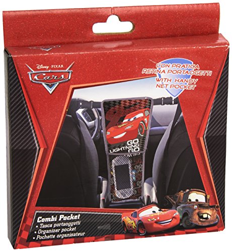 Disney 25934 Cars - Organizador de Juguetes para Respaldo de Asiento de Coche (Reversible), Color Negro, diseño del Rayo Mcqueen