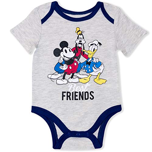 Disney 5-Pack Baby Boy Onesies with Mickey, Donald, Goofy for Infant and Newborn