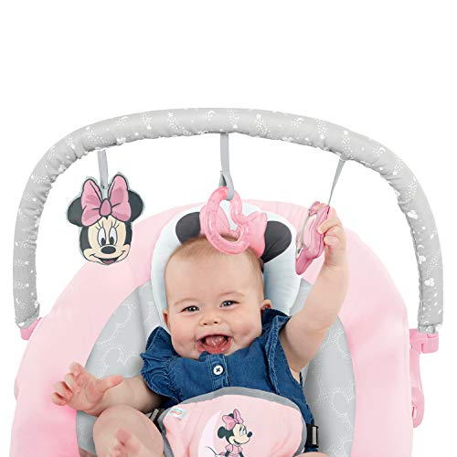 Disney Baby 12206 - Hamaca bebé minnie rosy skies, arco de juego, 7 melodías, vibraciones relajantes, niñas