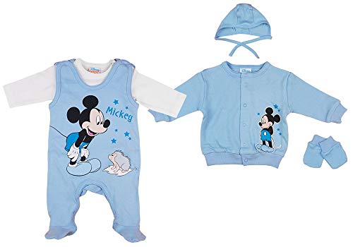 Disney Baby - Conjunto de 5 piezas con gorro y pelele sin mangas, guantes para gatos, chaqueta, talla 50, 56, 62, 100% algodón, diseño de Mickey Mouse Modelo 1 62 cm