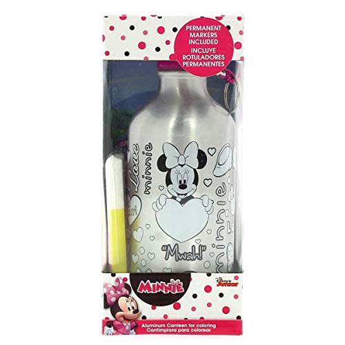 Disney-KD-WD19591 Botella cantimplora 500ml coloreable de Minnie Mouse, Multicolor, (Kids Euroswan KD-WD19591)