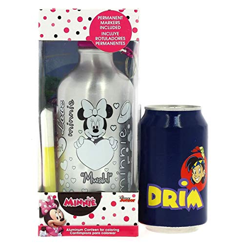 Disney-KD-WD19591 Botella cantimplora 500ml coloreable de Minnie Mouse, Multicolor, (Kids Euroswan KD-WD19591)