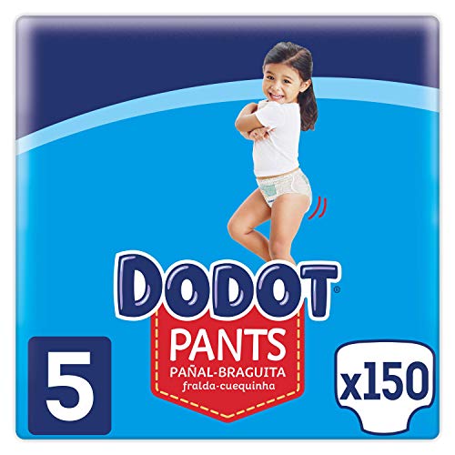 Dodot Pants Pañal - Braguita Talla 5, 150 Pañales, 12 kg - 17 kg, Pañal - Braguita con Ajuste 360° Anti - fugas, 8001841894225