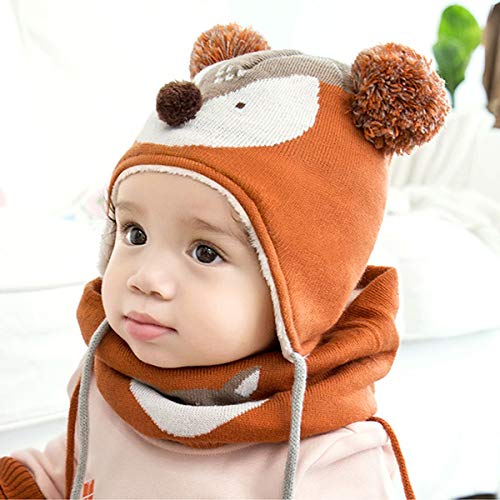 DORRISO Linda Sombrero y Bufanda Niño Niña Primavera Otoño Invierno Calentar Pequeña Zorro Gorro Bufanda Sombrero de Niño