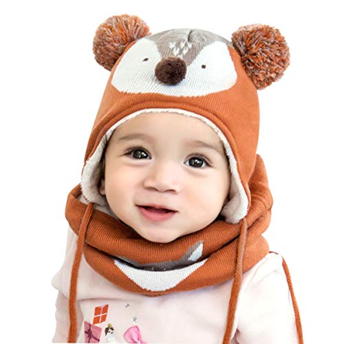 DORRISO Linda Sombrero y Bufanda Niño Niña Primavera Otoño Invierno Calentar Pequeña Zorro Gorro Bufanda Sombrero de Niño