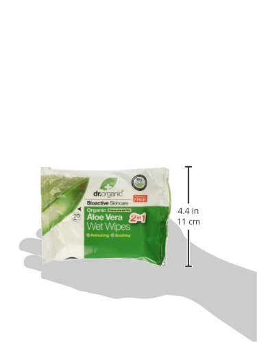 Dr.Organic Toallitas húmedas Aloe Vera,1 paquete de 20 piezas