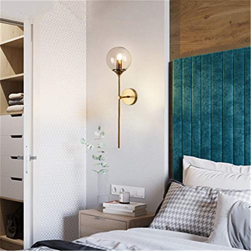 Duradera Lámpara de pared LivingRoom Nordic Creative Personality Dormitorio Lámpara de noche Ropa Tienda Espejo Lámpara de fondo frontal, 90-260V Decorativo ( Lampshade Color : Gray Glass )