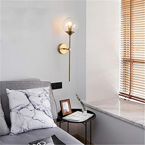 Duradera Lámpara de pared LivingRoom Nordic Creative Personality Dormitorio Lámpara de noche Ropa Tienda Espejo Lámpara de fondo frontal, 90-260V Decorativo ( Lampshade Color : Gray Glass )