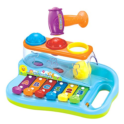 eastsun Early Education 18 M + Olds Baby Toy Enlighten Xilófono con 3 bolas de colores / Martillo pequeño para niños y niños Niños y niñas