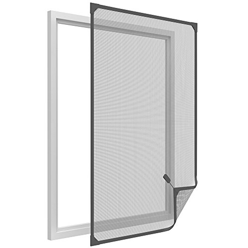 easy life Mosquitera para ventanas con cuadro magnético en PVC fácil de instalar - Sin necesidad de perforar y acortable individualmente, Color:Antracita, Talla:100 x 120 cm