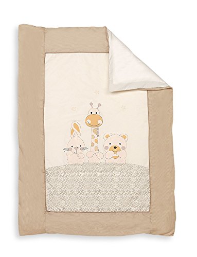 Edredón de cuna desenfundable + protector desenfundable + Cojín Friends color BEIGE/TIERRA, tamaño CUNA 60 x 120