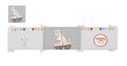 Edredón de cuna desenfundable + protector desenfundable + Cojín Pirata color BLANCO/GRIS/CELESTE, tamaño CUNA 60 x 120 (Regalo: babero bordado nombre bebé)