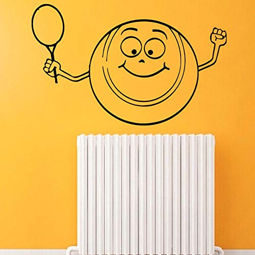 Etiqueta de la pared deportiva smiley cartoon pelota de tenis y cohete diseño de interiores calcomanía de vinilo calcomanía bebé jardín de infantes decoración de la habitación de los niños43cmx28cm