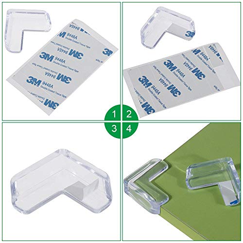 Faburo 16Pcs Protector de Esquina,Protecciones Transparentes de Esquina de seguridad Protección contra Impactos para Bebés y Niño