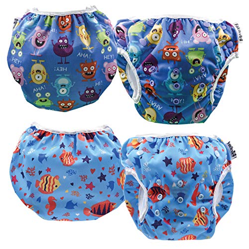 fakiku Traje De Baño De Pañal Para Niños (0-36 Meses),pañal Bañador, Ajustable, Lavable Y Reutilizable, Para Piscina Y Mar, 2 Unidades, Pañal De Natar Pantalones De Entrenamiento