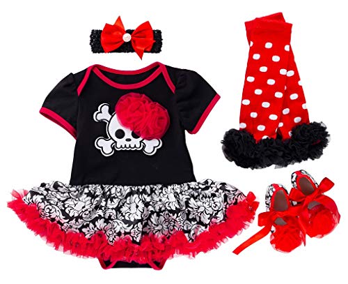 FANCYINN Bebé Niña Tutu Dress Romper Pumpkins Disfraz de Halloween Diadema Calientapiernas Zapatos 4pcs Set