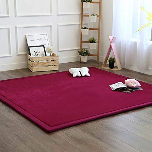 Fancytan Engrosamiento Coral Terciopelo Alfombra Manta de rastreo para niños Alfombras Suaves de Tatami Antideslizante para Bebé Alfombras de Juego y gimnasios (200 x 250cm, Rojo UVA)