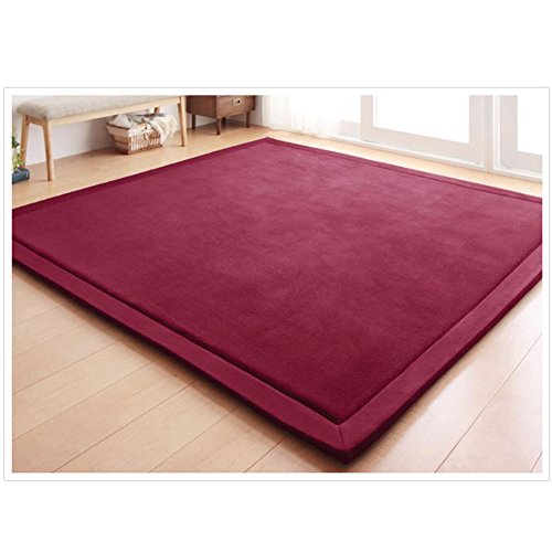 Fancytan Engrosamiento Coral Terciopelo Alfombra Manta de rastreo para niños Alfombras Suaves de Tatami Antideslizante para Bebé Alfombras de Juego y gimnasios (200 x 250cm, Rojo UVA)