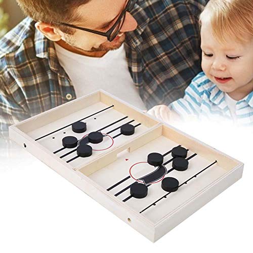 FastUU Juego de Mesa para 2 Jugadores, Hockey Catapult Bumper Chess Juego de Hockey sobre Hielo Bouncing Chess Simple Fun Parent-Child Home Recreational Toy(en Blanco y Negro)