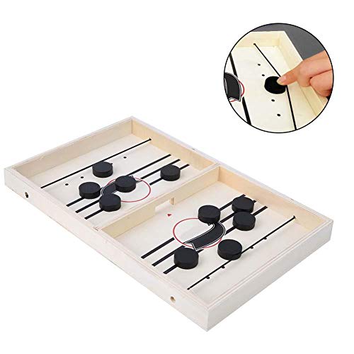 FastUU Juego de Mesa para 2 Jugadores, Hockey Catapult Bumper Chess Juego de Hockey sobre Hielo Bouncing Chess Simple Fun Parent-Child Home Recreational Toy(en Blanco y Negro)