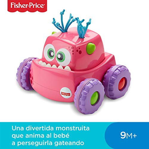 Fisher-Price Coche Monstruito rosa, juguete gateo, bebé +9 meses (Mattel DRG14)