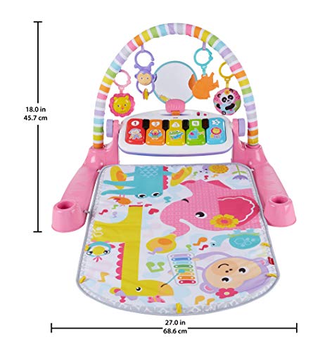 Fisher-Price-FWT25 Gimnasio Piano Pataditas Manta de Juego en inglés para bebé recién Nacido, Color Rosa (Mattel FWT25)