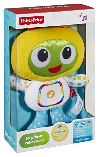 Fisher-Price Mi primer robot Robi, juguete de peluche bebé +6meses (Mattel DPL48)