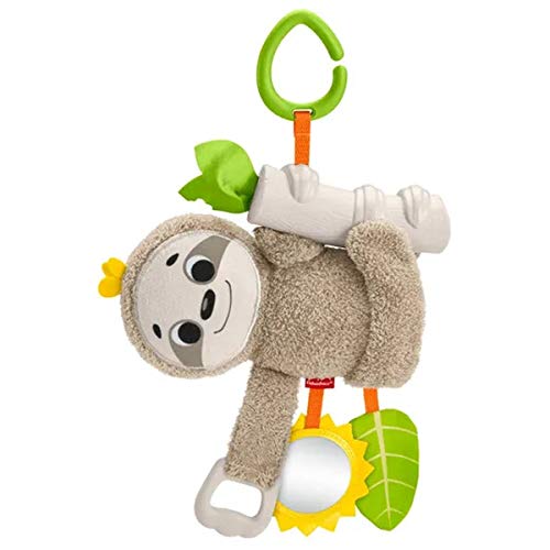 Fisher-Price- Oso perezoso activity, juguete colgante con actividades para bebés recién nacidos, Multicolor (Mattel GHL39)