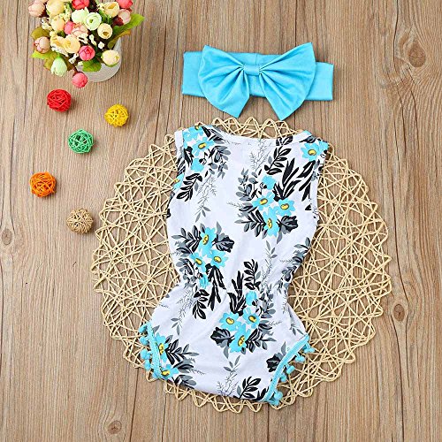 Fossen Kids Counjunto de Ropa Bebe Niña Recién Nacido Verano Bebé Niñas Carta Floral Monos Mameluco Tops + Pantalones Cortos