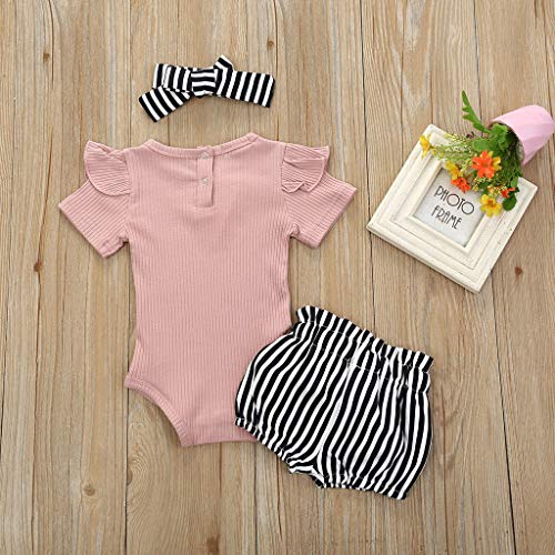 Fossen Kids Counjunto de Ropa Bebe Niña Recién Nacido Verano Bebé Niñas Carta Floral Monos Mameluco Tops + Pantalones Cortos