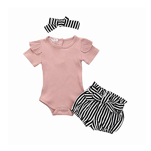 Fossen Kids Counjunto de Ropa Bebe Niña Recién Nacido Verano Bebé Niñas Carta Floral Monos Mameluco Tops + Pantalones Cortos