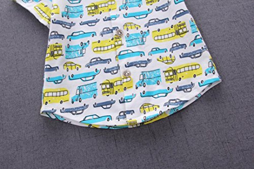 Fossen Ropa Bebe Verano 0-2 Años Niño Camiseta de Coche Impresión y Vaqueros (6-12 Meses, Azul)