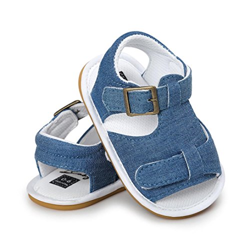 Fossen Verano Zapatos Bebe Niño con Suela Dura Caucho Sandalias de Antideslizante Zapatillas (12-18 Meses, Azul)