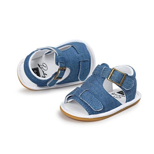 Fossen Verano Zapatos Bebe Niño con Suela Dura Caucho Sandalias de Antideslizante Zapatillas (12-18 Meses, Azul)