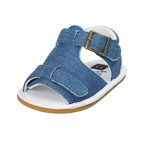 Fossen Verano Zapatos Bebe Niño con Suela Dura Caucho Sandalias de Antideslizante Zapatillas (12-18 Meses, Azul)