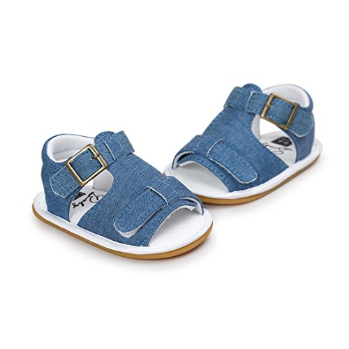 Fossen Verano Zapatos Bebe Niño con Suela Dura Caucho Sandalias de Antideslizante Zapatillas (6-12 Meses, Azul)