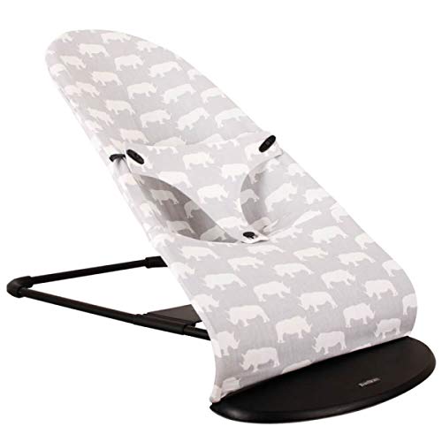 Funda Silla Para Hamaca Bebe BabyBjorn Modello Balance 1-2-3 y Balance Sitter (el Antiguo Modelo Balancin Bebe) - Correa Extraíble - Coloque la Funda Directamente en el Panal Original Gris rinoceronte