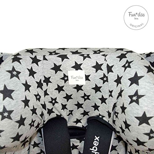 Fundas BCN ® - F132/9399 - Funda de Algodón para Silla de Coche Cybex ® Sirona ® M2 I-Size, Sirona ® S I-Size y GB Vaya ® I-Size - Estampado Fun Black Star