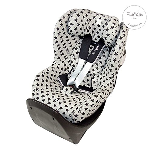 Fundas BCN ® - F132/9399 - Funda de Algodón para Silla de Coche Cybex ® Sirona ® M2 I-Size, Sirona ® S I-Size y GB Vaya ® I-Size - Estampado Fun Black Star