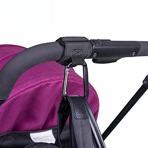 Ganchos Carrito Bebé, Ganchos Multiusos para Cochecito de Bebé, Engancha tus bolsas de la compra, bolso o cambiador en el manillar de la Sillita, Cochecito o Silla de Ruedas.