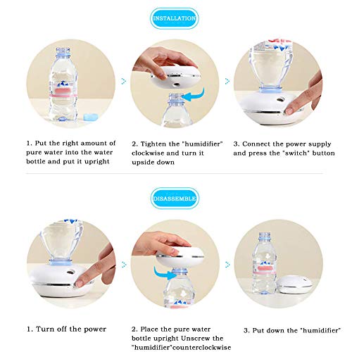 GEBIN Mini Humidificador Portátil, Difusor De Aromaterapia por Batería/USB para Escritorio De Oficina De Automóvil De Viaje, Dormitorio, Habitación De Bebé, Sala De Estar