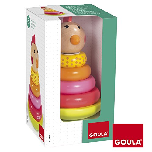 Goula - Juguete apilable con gallina, Color Azul, Rojo y Amarillo (Diset 53457)