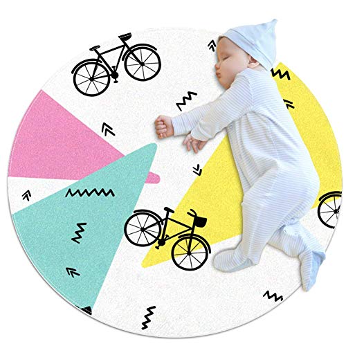 Gráfico de bicicleta simple Alfombrilla de gateo para bebés redonda Alfombra para el área de juego Alfombra suave decoración antideslizante para niños pequeños 70cm