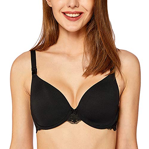 Gratlin Sujetador Lactancia de Maternidad Invisible con Aros para Mujer Negro ES:90B (EU 75B)