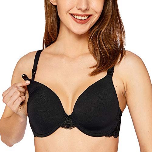 Gratlin Sujetador Lactancia de Maternidad Invisible con Aros para Mujer Negro ES:90B (EU 75B)