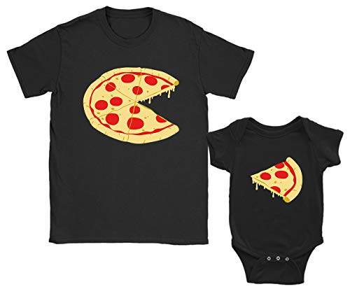 Green Turtle T-Shirts Regalos para Papas Primerizos, Ropa Papa Bebe - Camiseta Padre e Hijo Pizza Negro Small/Bebé Negro 6-9 Mes