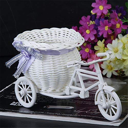 GVC excelente Blanco Triciclo Bicicleta Flor Cesta contenedor para Flor Planta hogar decoración florero